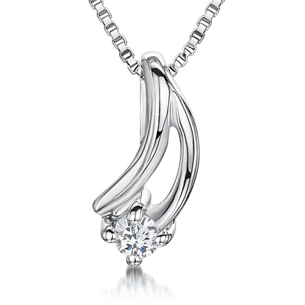 Sterling Silver Cubic Zirconia Curve Pendant - JOOLS By Jenny Brown