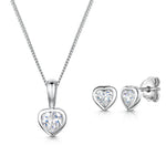 Load image into Gallery viewer, Sterling Silver  Heart Solitaire Pendant And Earring Set - JOOLS By Jenny Brown
