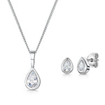 Load image into Gallery viewer, Silver Pendant And Earring Teardrop  Bridal Set- JOOLS By Jenny Brown
